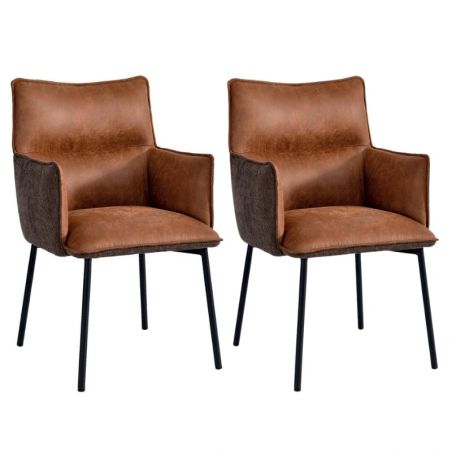 Lot de 2 chaises tissu microfibres marron Casita LOKKA