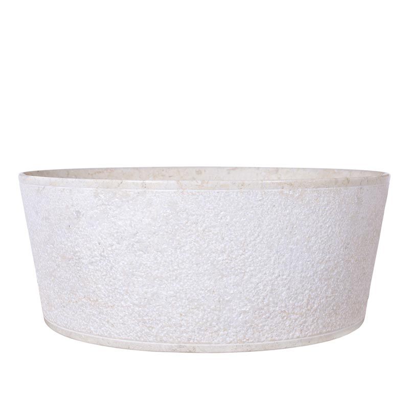 Vasque ronde à poser en marbre crème bord fin Ø40cm LYT-D CREAM