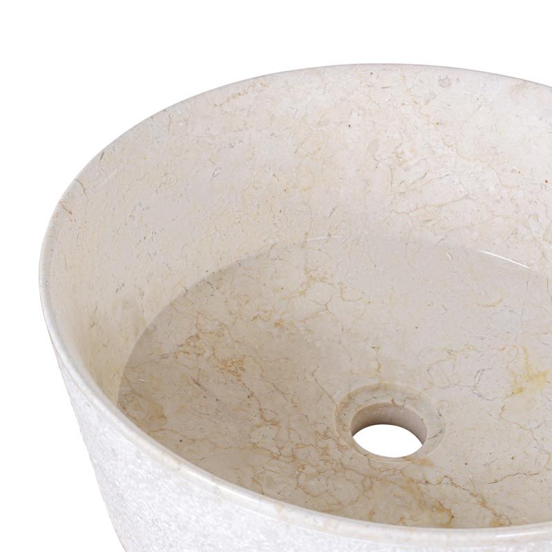Vasque ronde à poser en marbre crème bord fin Ø40cm LYT-D CREAM