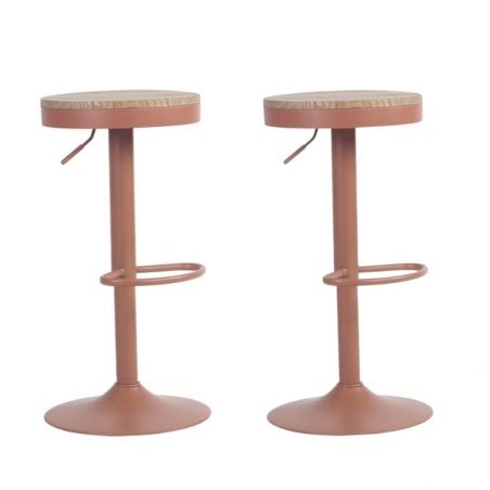 Lot de 2 tabourets de bar réglables en hauteur Casita JUO terracotta