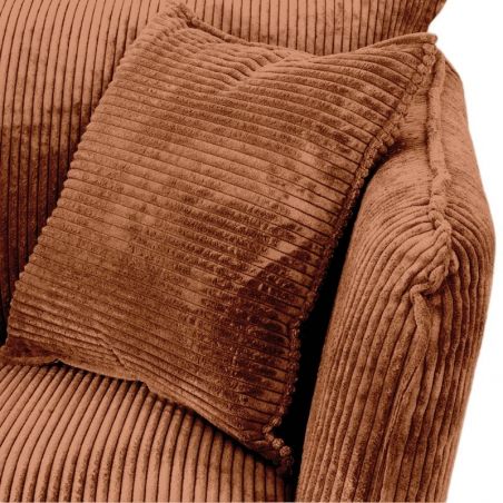 Canapé 3 places velours côtelé rouille pieds métal 204cm HASTING Casita