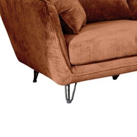 Canapé 3 places velours côtelé rouille pieds métal 204cm HASTING Casita