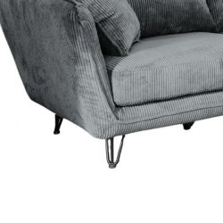 Canapé 3 places velours côtelé gris pieds métal 204cm HASTING Casita