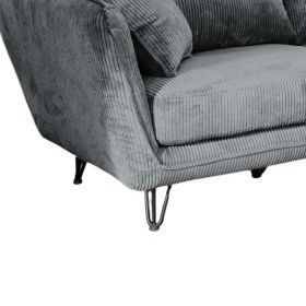 Canapé 3 places velours côtelé gris pieds métal 204cm HASTING Casita