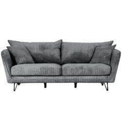 Canapé 3 places velours côtelé gris pieds métal 204cm HASTING Casita