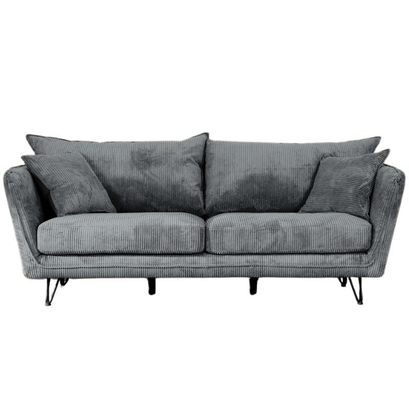 Canapé 3 places velours côtelé gris pieds métal 204cm HASTING Casita