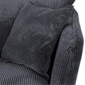 Canapé 3 places velours côtelé anthracite pieds métal 204cm HASTING Casita