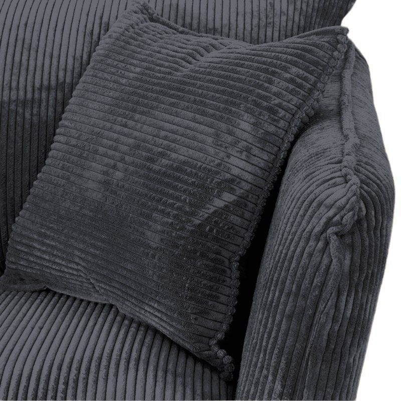 Canapé 3 places velours côtelé anthracite pieds métal 204cm HASTING Casita