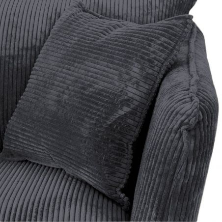 Canapé 3 places velours côtelé anthracite pieds métal 204cm HASTING Casita