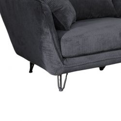 Canapé 3 places velours côtelé anthracite pieds métal 204cm HASTING Casita