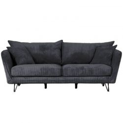 Canapé 3 places velours côtelé anthracite pieds métal 204cm HASTING Casita