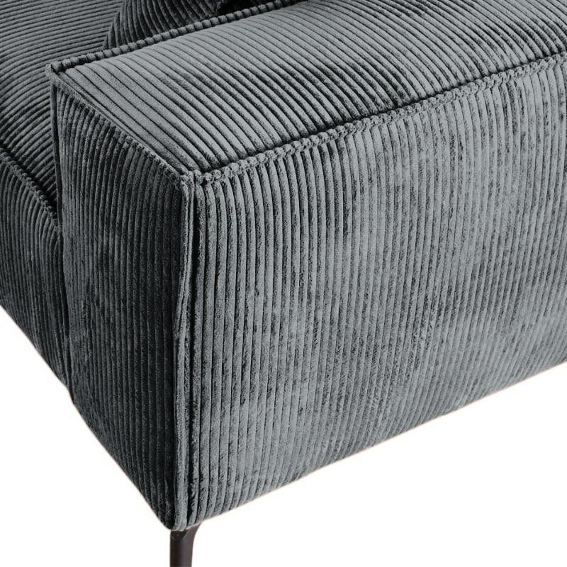 Canapé d'angle velours côtelé gris 278cm PUEBLO Casita retour droit