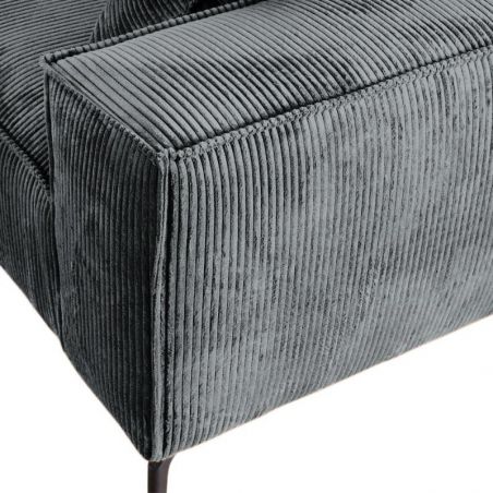 Canapé d'angle velours côtelé gris 278cm PUEBLO Casita retour droit