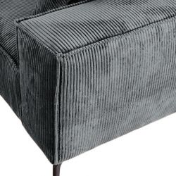 Canapé d'angle velours côtelé gris 278cm PUEBLO Casita retour gauche