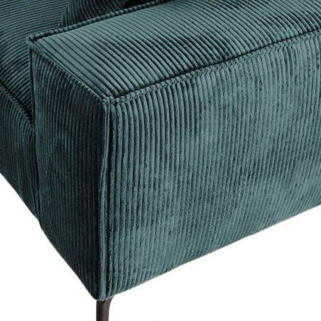 Canapé d'angle velours côtelé bleu 278cm PUEBLO Casita retour gauche