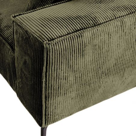 Canapé d'angle velours côtelé kaki 278cm PUEBLO Casita retour droit