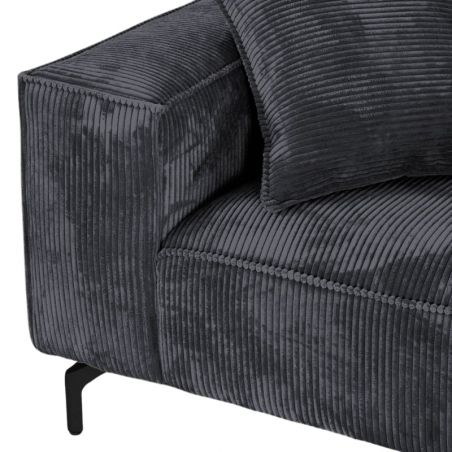 Canapé d'angle velours côtelé anthracite 278cm PUEBLO Casita retour droit