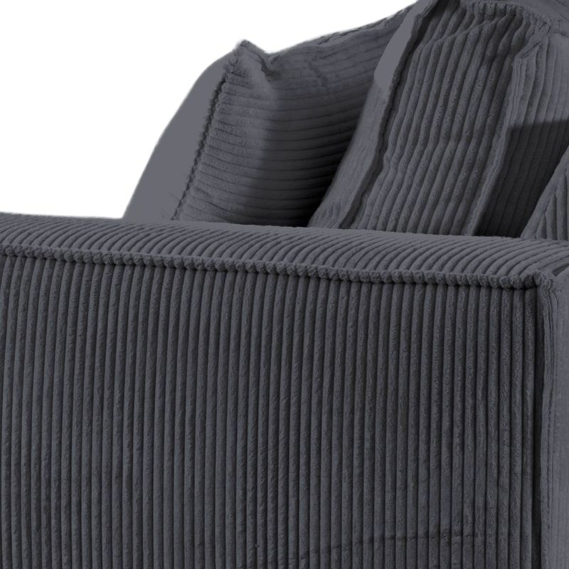 Canapé d'angle velours côtelé anthracite 278cm PUEBLO Casita retour gauche