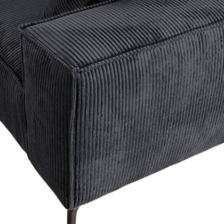 Canapé d'angle velours côtelé anthracite 278cm PUEBLO Casita retour gauche
