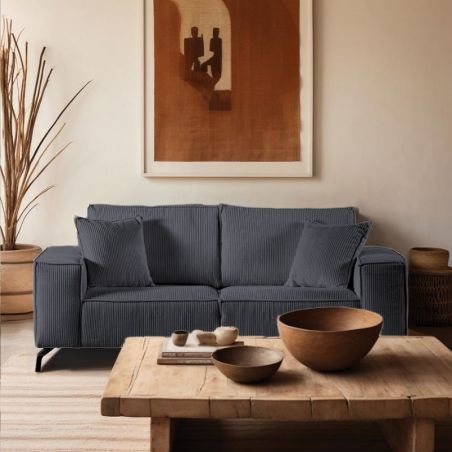 Canapé moderne velours côtelé anthracite PUEBLO Casita