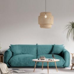 Canapé 3 places velours côtelé bleu Moon Casita MOLINBLE21