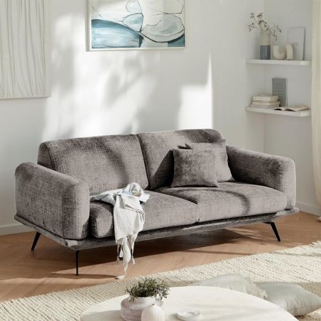 Canapé moderne design tissu cendre 3 places PALOMA Casita