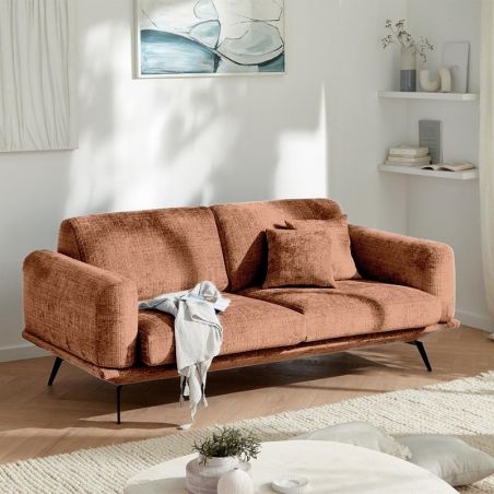 Canapé couleur terracotta en tissu 3 places PALOMA Casita