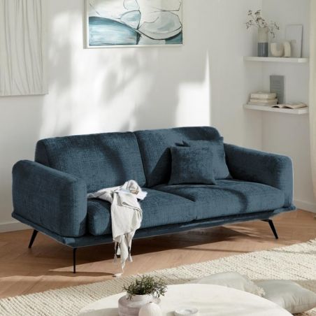 Canapé 3 places bleu en tissu PALOMA Casita
