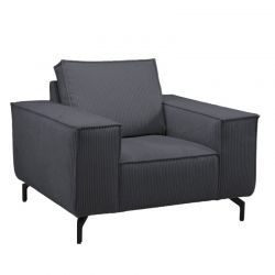 Fauteuil tissu velours côtelé anthracite PUEBLO Casita