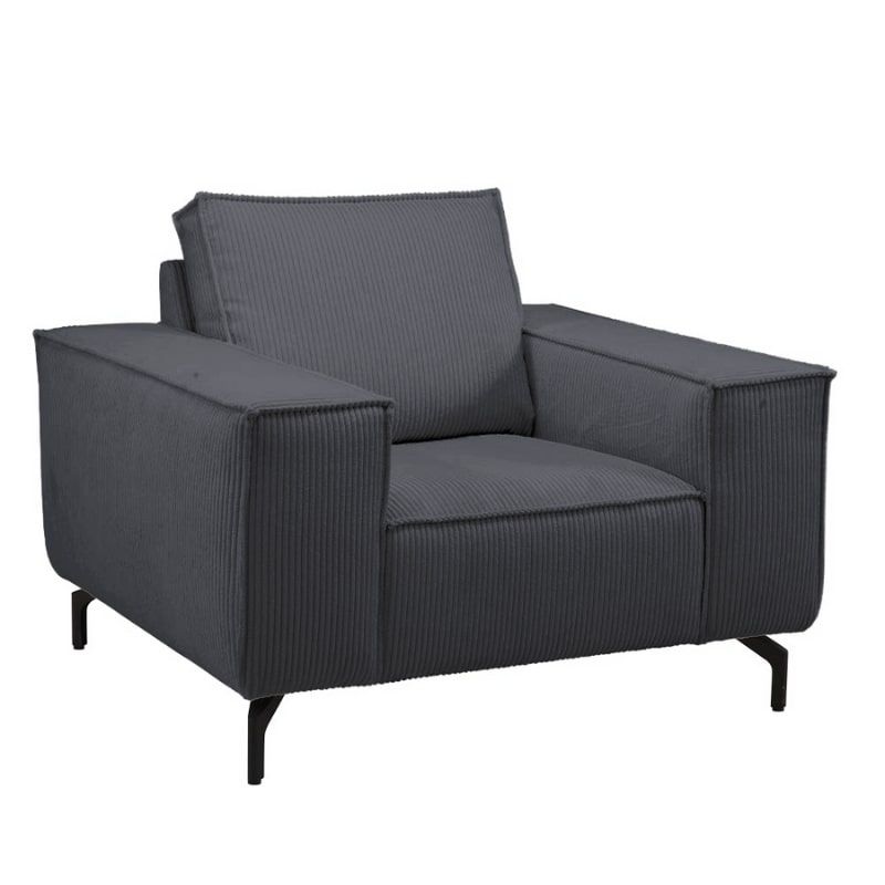 Fauteuil tissu velours côtelé anthracite PUEBLO Casita