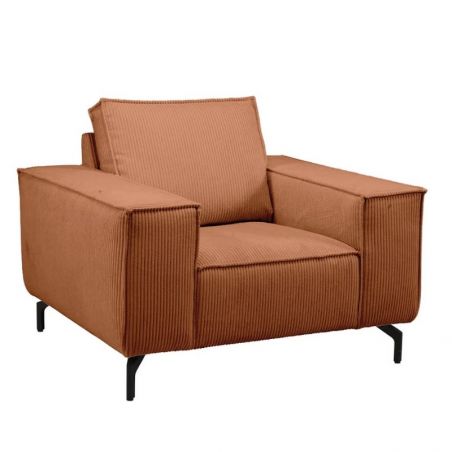 Fauteuil tissu velours côtelé rouille PUEBLO Casita