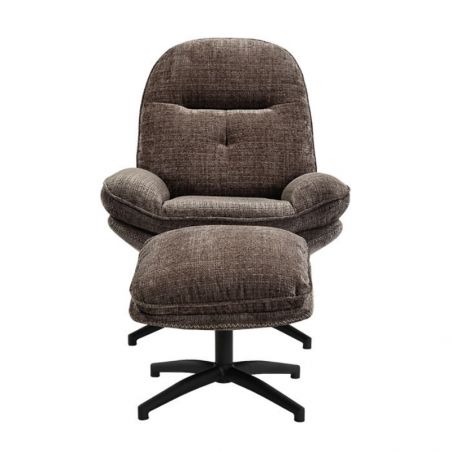 Fauteuil vintage inclinable cendre confort avec repose-pieds Casita BRANSON