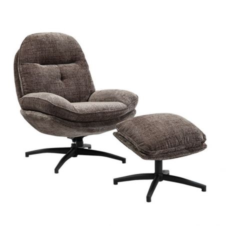 Fauteuil vintage inclinable cendre confort avec repose-pieds Casita BRANSON