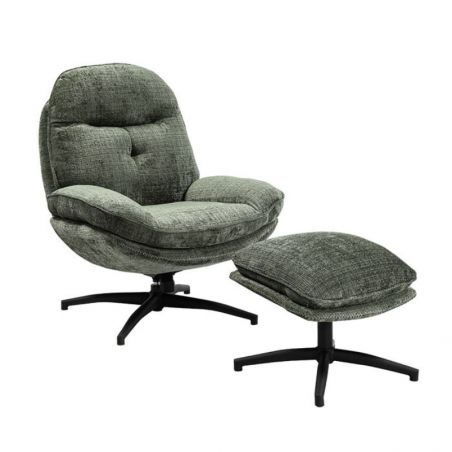 Fauteuil vintage inclinable vert confort avec repose-pieds Casita BRANSON