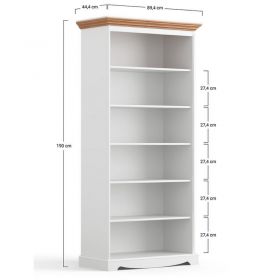 Bibliothèque blanche en bois de pin massif 90cm BIANCA