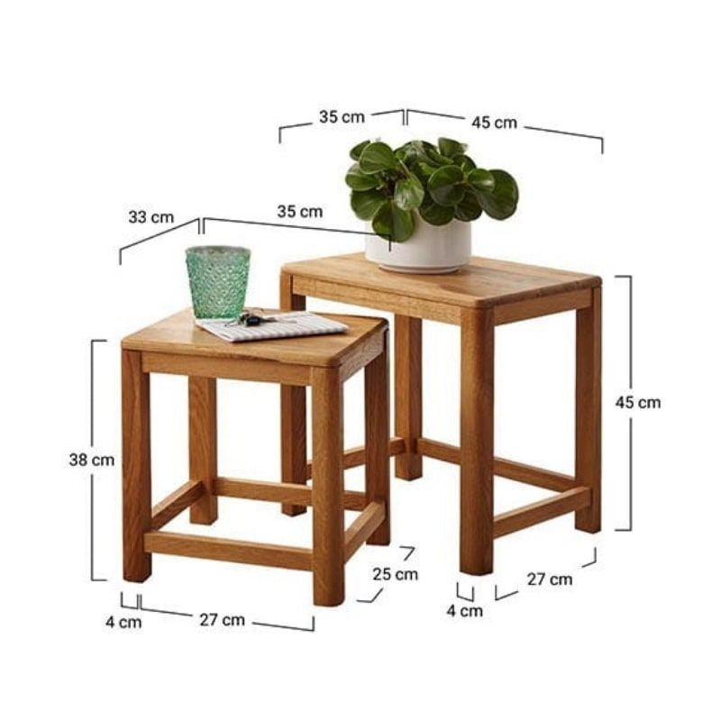 Tables gigognes bois de chêne massif 45cm JONAS
