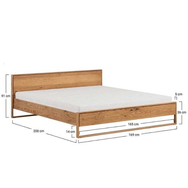 Lit 160 x 200cm en chêne massif JONAS