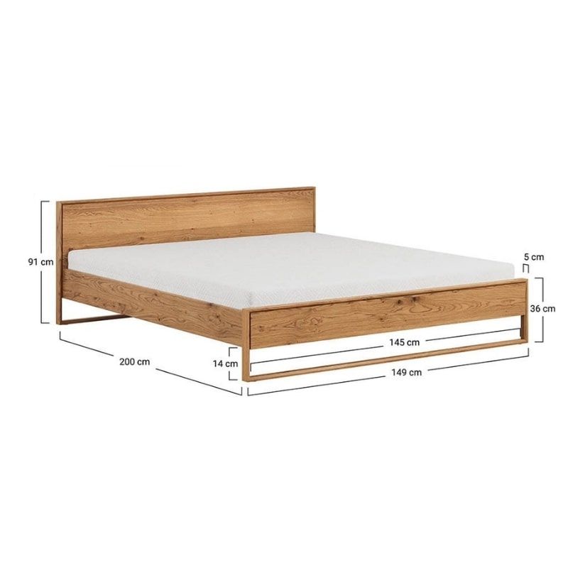 Lit 140 x 200cm en chêne massif JONAS