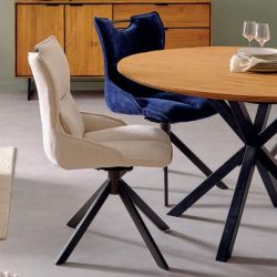 Lot de 2 chaises pivotante en tissu bleu Casita BIORG