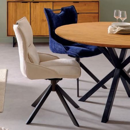 Lot de 2 chaises pivotante en tissu bleu Casita BIORG