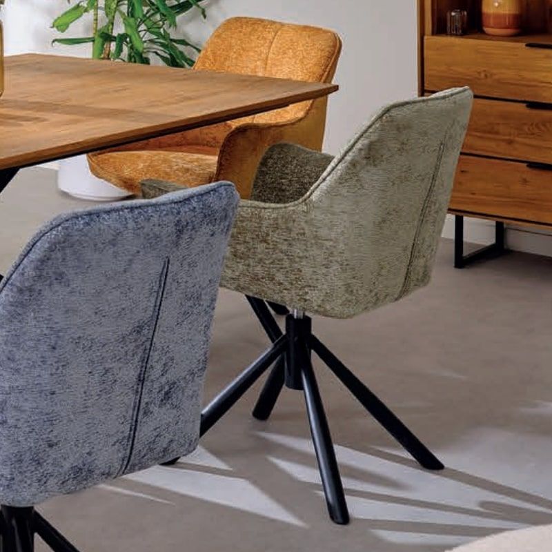 Lot de 2 chaises tournantes en tissu vert Casita EWING