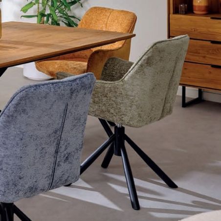 Lot de 2 chaises tournantes en tissu vert Casita EWING