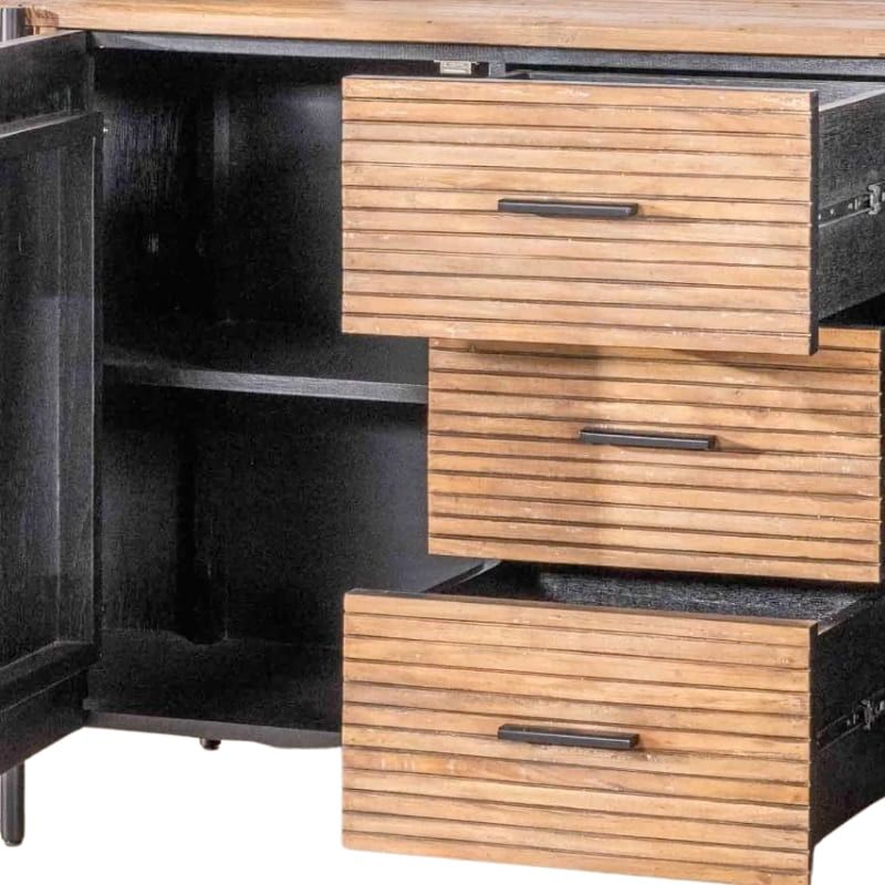 Buffet arrondi en bois exotique lamelles 200cm Casita TROMS