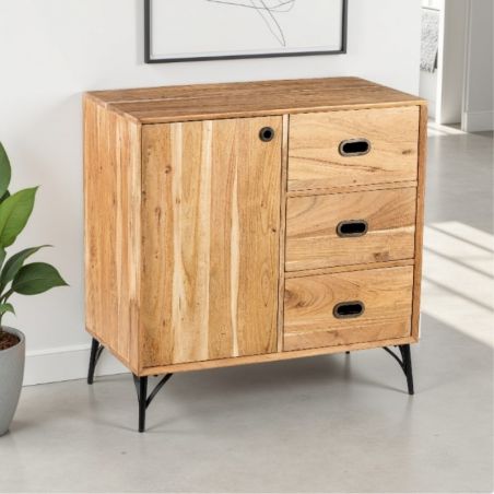 Buffet bois clair industriel SERENA 85cm