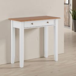 Console blancheen bois de pin massif 93cm BIANCA 1 tiroir