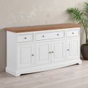 Buffet blanc en bois de pin massif 167cm BIANCA 4 portes