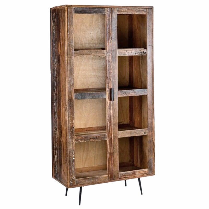 Vitrine en bois recyclé industriel MELISSA 100cm