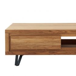 Table basse chêne massif avec tiroir rangement 120cm Wave Casita