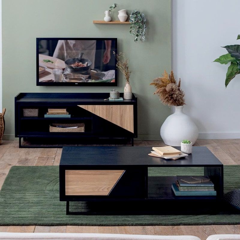 Table basse 1 tiroir en chêne et pin 120cm Casita TRATABA 120