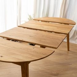 Table à Manger Ronde Jubi 80 Cm – Plateau En Chêne, Pied Central, Design Compact Pour 2-3 Personnes, Idéale Petits Espaces